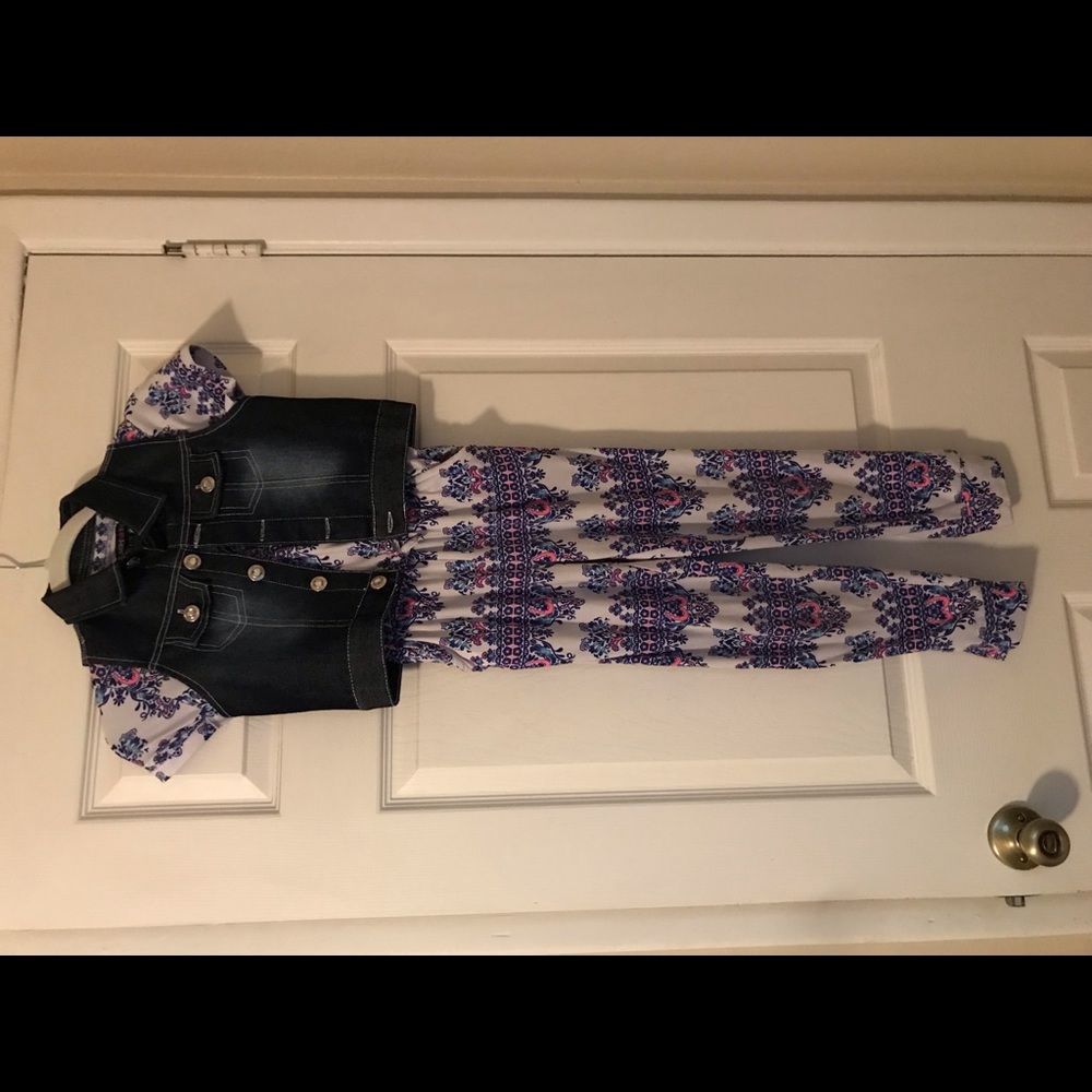 Denim vest and jumpsuit set